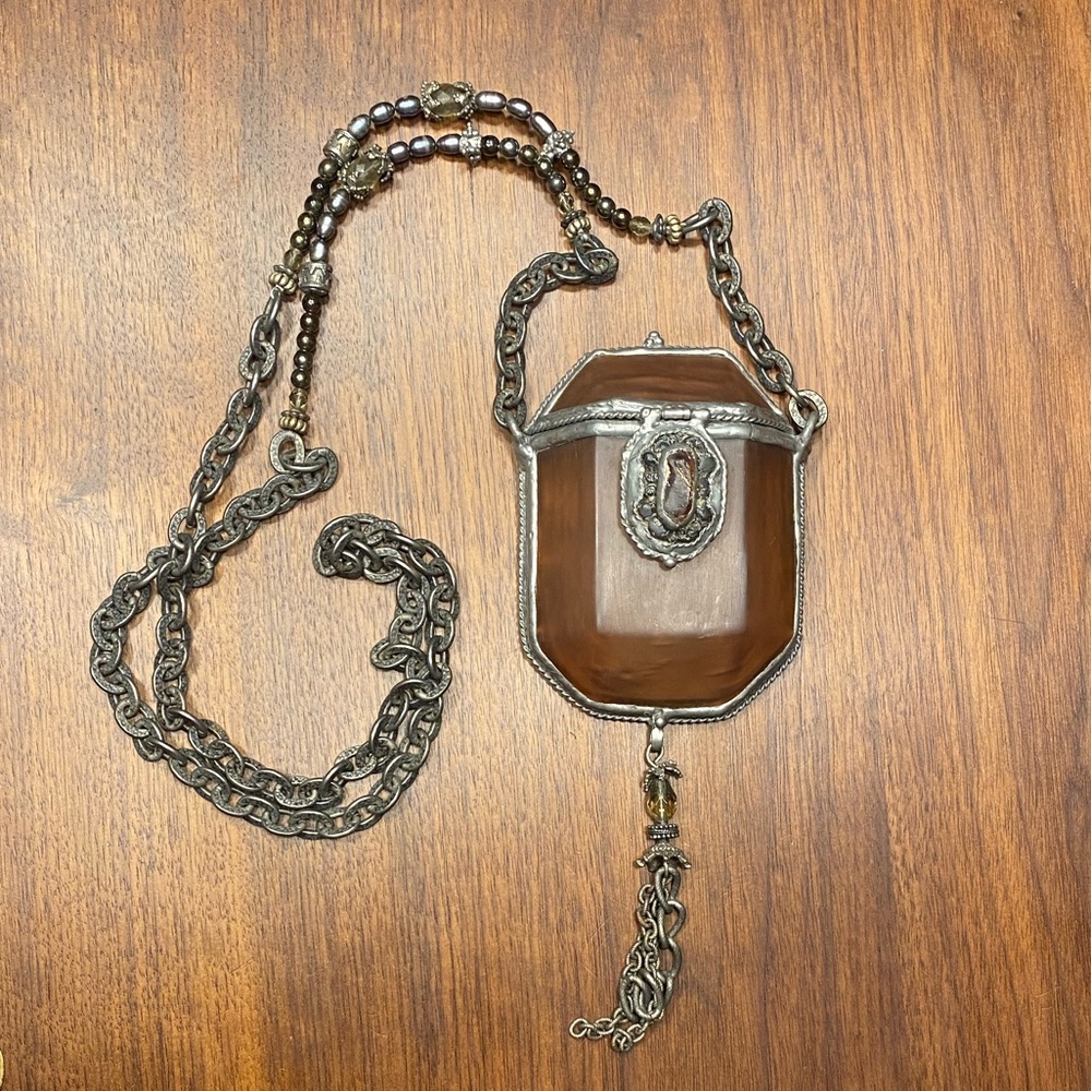 Maya Evangelista Amber Resin chain handbag
